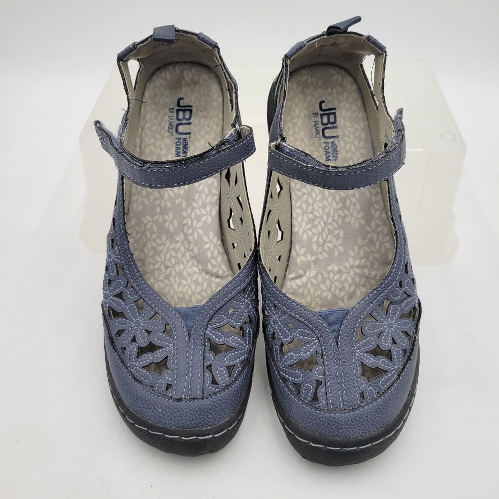 JBU by Jambu Denim Blue Cutout Mary Jane Vegan Textile Upper S 8.5 Memory Foam